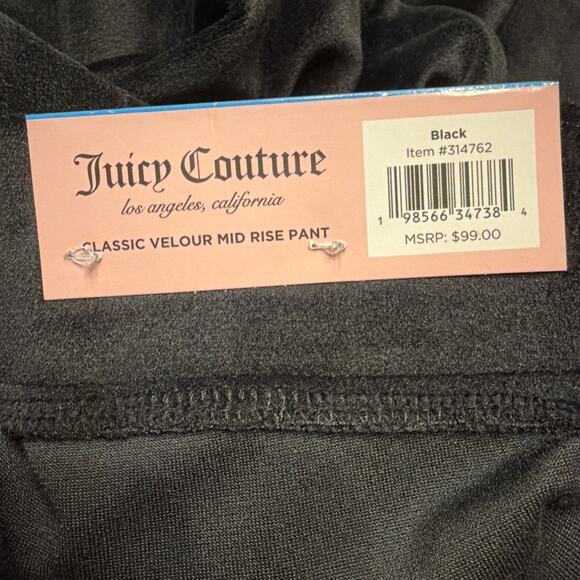 NWT Juicy Couture Black Velour Track Pants XL Rhinestone Juicy Logo - Picture 5 of 10